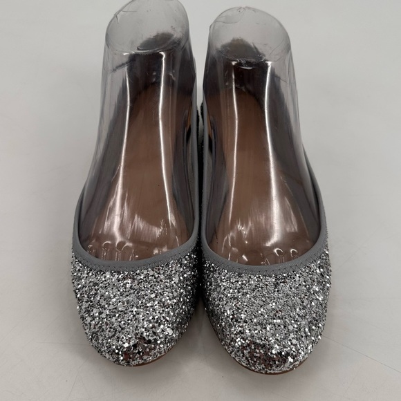 J. Crew Glitter Silver Sparkle Ballet Flats Size 6 - Picture 2 of 6